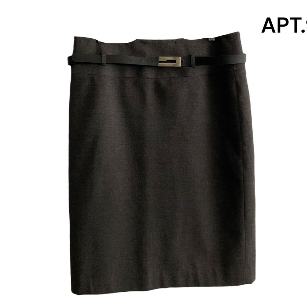 APT.9 Gray Pencil‎ Skirt Belt Knee Length Lined Size 10